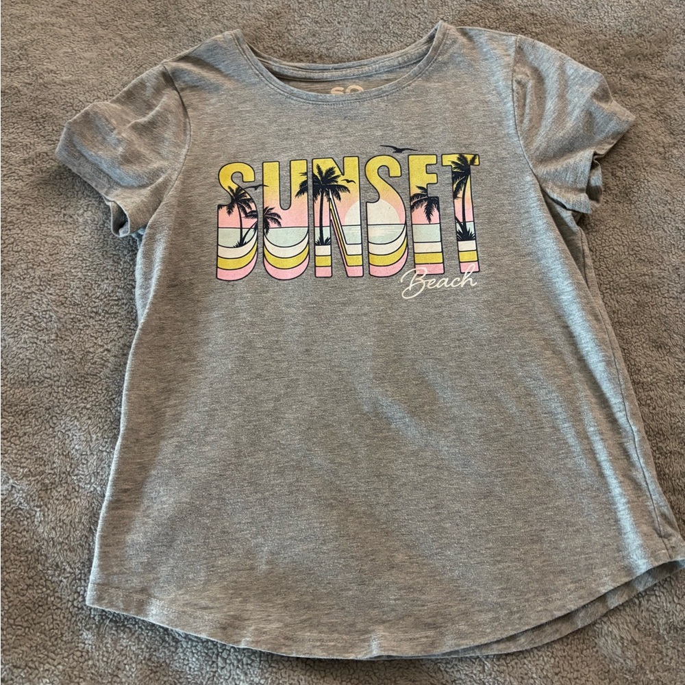 Gray Sunset Beach Kids T-Shirt